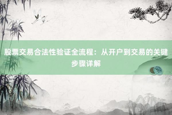 股票交易合法性验证全流程：从开户到交易的关键步骤详解