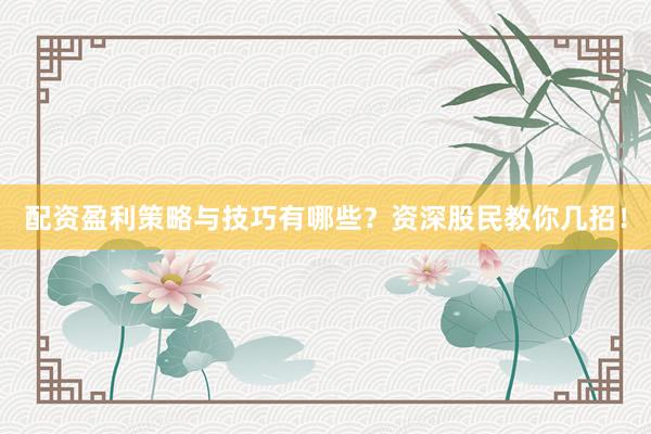 配资盈利策略与技巧有哪些？资深股民教你几招！