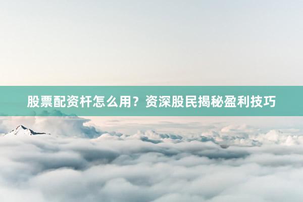 股票配资杆怎么用？资深股民揭秘盈利技巧