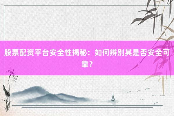 股票配资平台安全性揭秘：如何辨别其是否安全可靠？