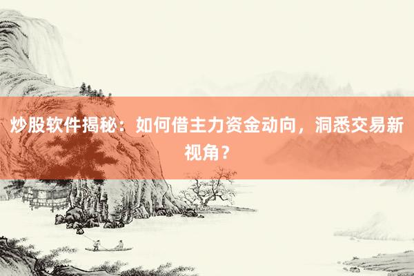 炒股软件揭秘：如何借主力资金动向，洞悉交易新视角？